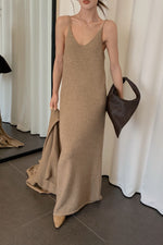 Knitted shawl coat and suspender dress two-piece suit