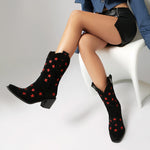 Chunky heeled five-pointed star low boots