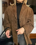 Old Hollywood Glam suede midi jacket