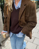 Old Hollywood Glam suede midi jacket