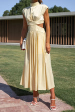 Light of My Life Cutout Waist Pocketed Vacation Midi Dress