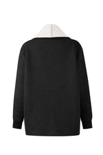 Langärmlige Thermojacke aus Wildleder und Lammwolle mit Revers