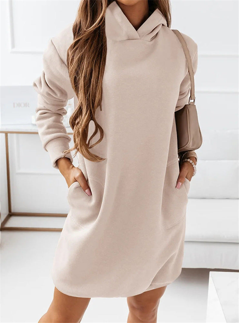 Robe sweat mi-longue poches à capuche