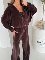 Afternoon Nap Hooded Cardigan and Elastic Wide-Leg Pants
