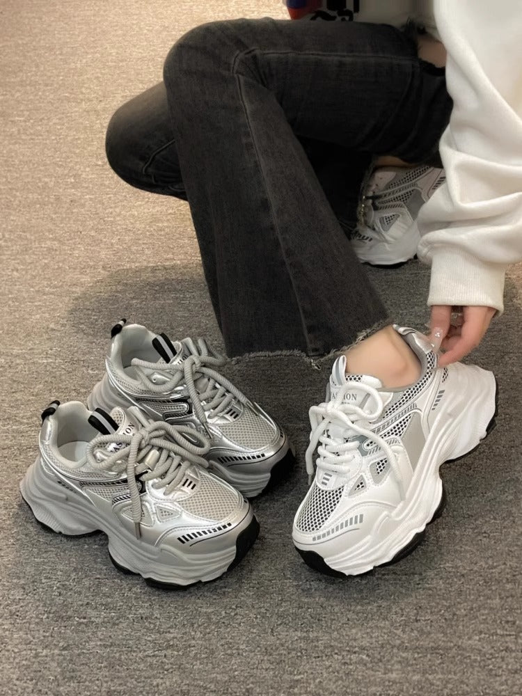 Zapatillas ligeras de malla con suela gruesa y realce
