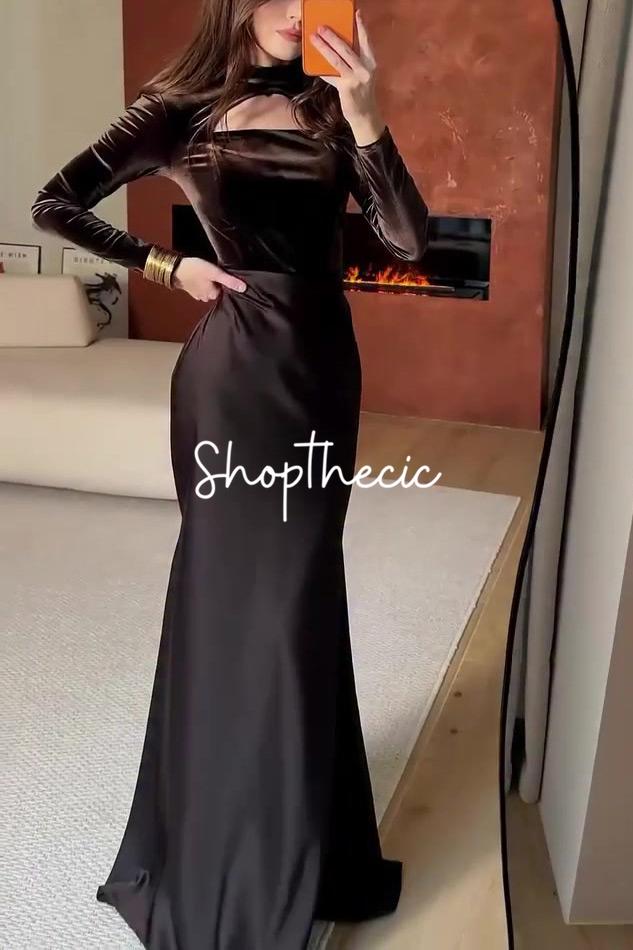 Aural Silhouette Fitted satin evening gown