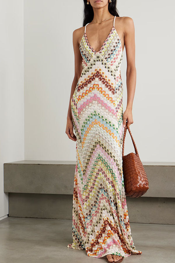 Robe longue bohème moulante à imprimé licou