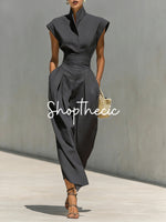 Solid color high-waisted turtleneck shirt dress