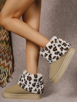 Leopard velvet mid-cut snow boots