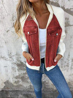 Jeansjacke mit Patchwork-Kapuze
