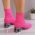 Bottines en tricot à talon orné de strass