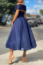 Mesh Off-shoulder Crisscross Neckline Dress