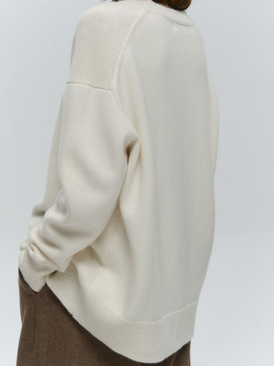 Pull ample et simple en tricot de couleur unie