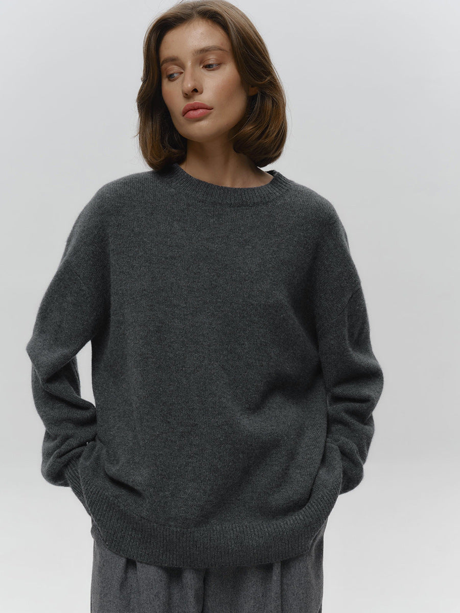Pull ample et simple en tricot de couleur unie