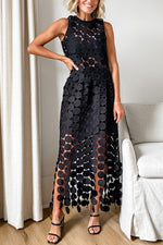 Sleeveless lace tassel top and skirt two-piece set