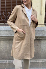 Medium-length Suede Trench Coat