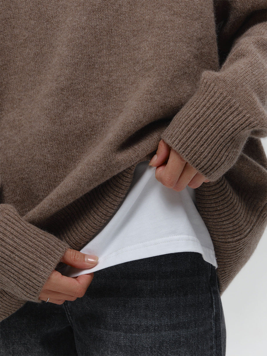 Pull ample et simple en tricot de couleur unie