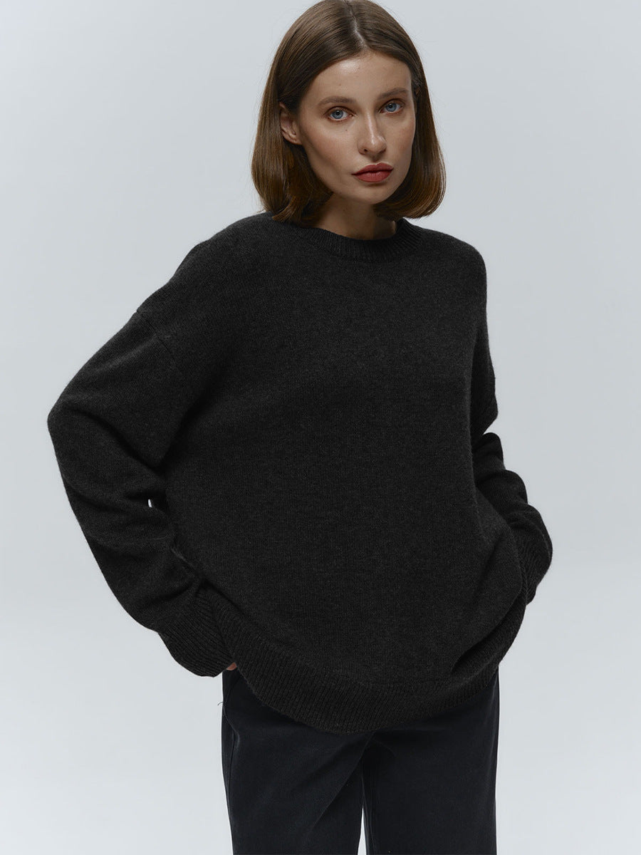 Pull ample et simple en tricot de couleur unie
