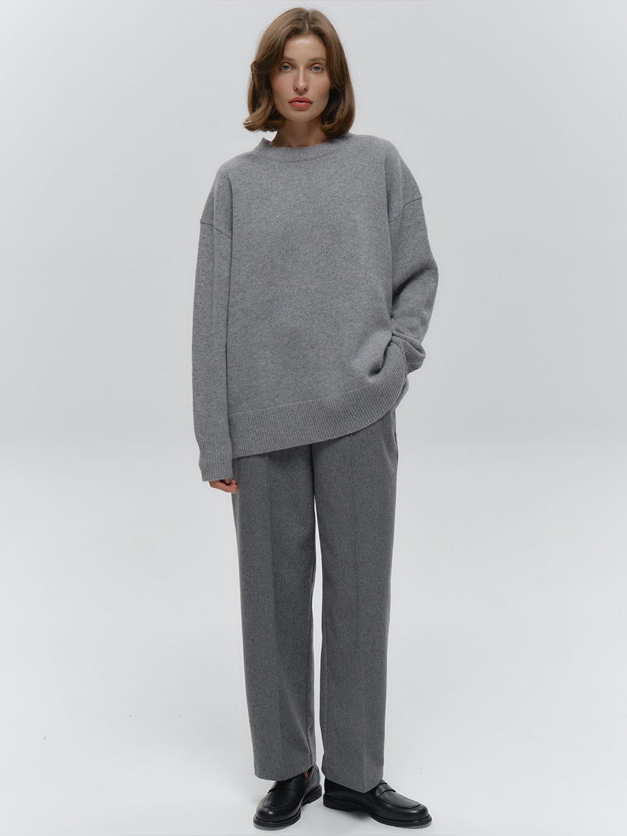 Pull ample et simple en tricot de couleur unie