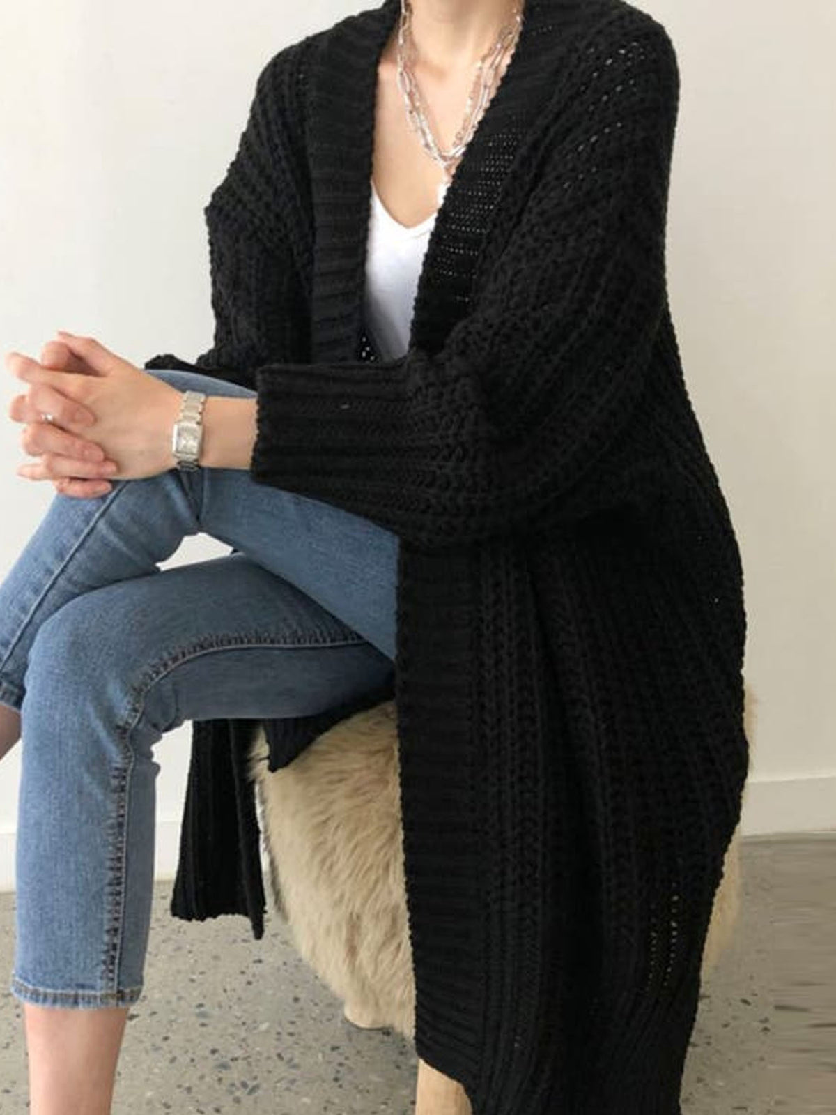 Rainy Day Refuge chunky knit long cardigan