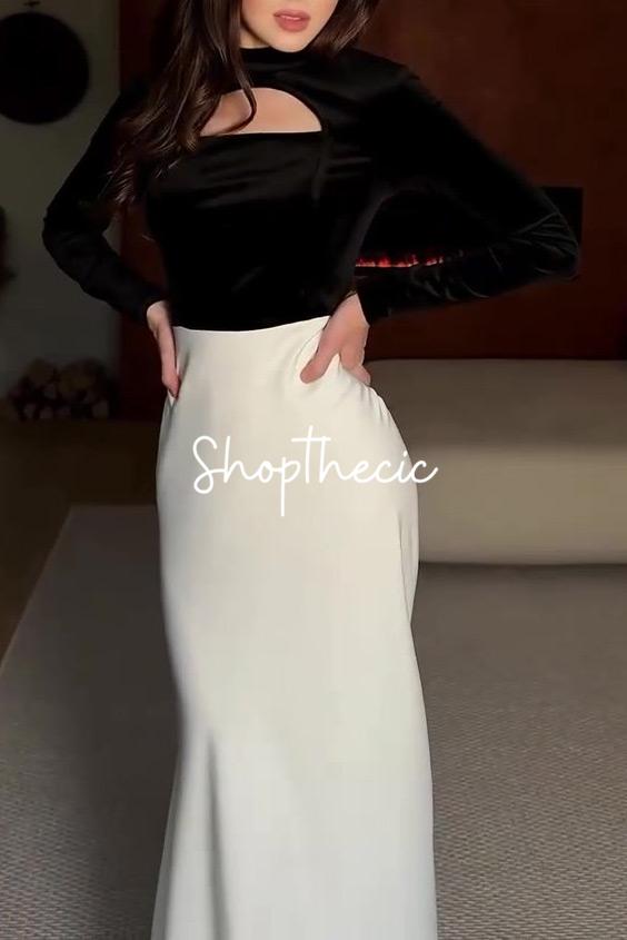 Aural Silhouette Fitted satin evening gown