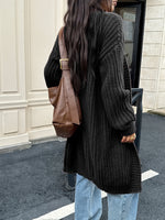 Oversized Chunky Knit Lantern-sleeved long cardigan