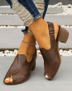 Chunky Peep-toe Heeled Ankle Straps Sandals