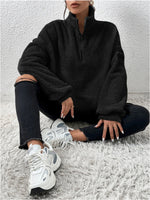 Sweat col montant à poche kangourou en peluche