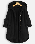 Sweatshirtjacke mit Kapuze und Knopfverschluss und abgerundetem Saum