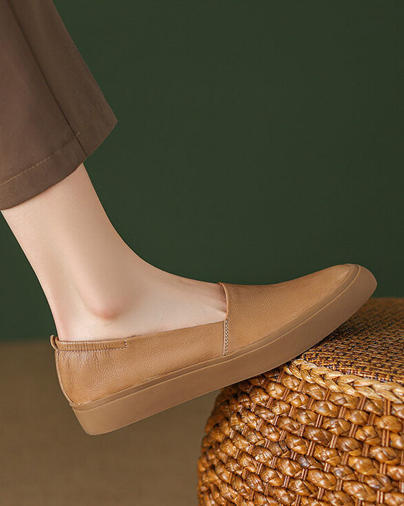 Mocassins vintage à bout pointu et semelle épaisse