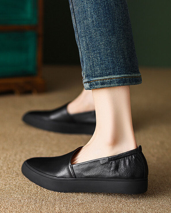 Mocassins vintage à bout pointu et semelle épaisse