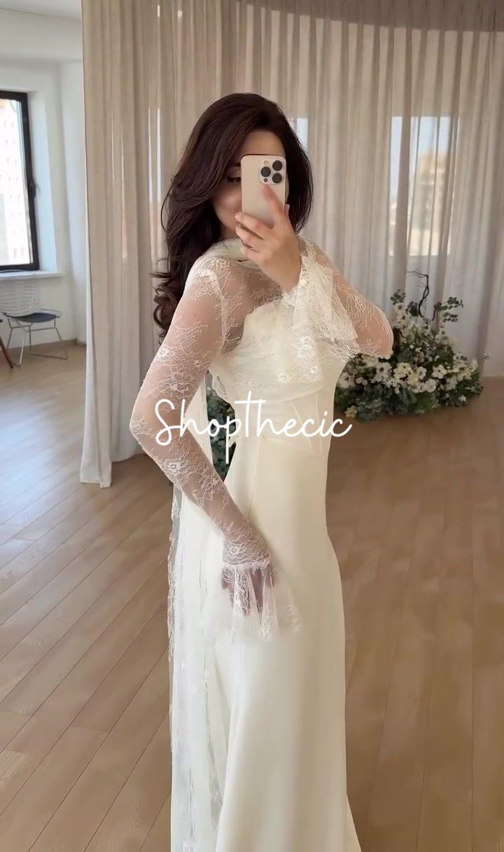 Abito in pizzo plissettato tettonico