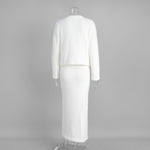 Plüschiges Set aus langärmligem einreihigem Oberteil und Maxirock