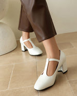 T-strap Chunky Heel Square-toe Mary Jane Shoes