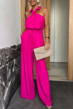 Unique Neckline Design Sleeveless Jumpsuit