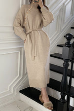 Woolly Haze shoulder buttons turtleneck long sweater coat