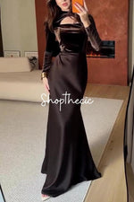 Aural Silhouette Fitted satin evening gown