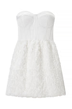 White 3D floral strapless vest mini dress