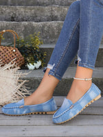 Distressed Shallow Denim Slip-On Shoes