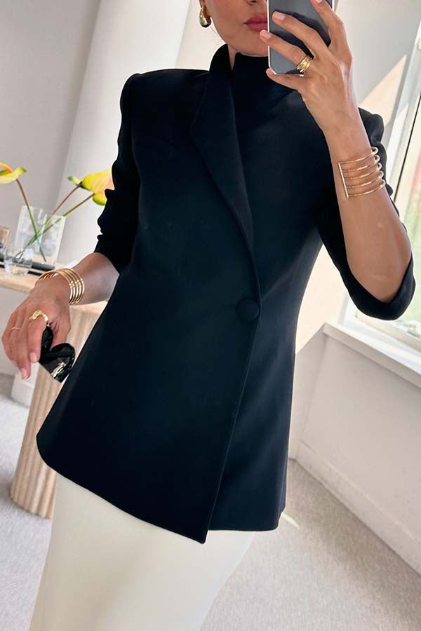 Veste de costume ample à manches longues et à un seul bouton au design chic