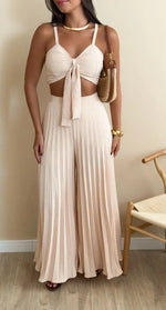 Camisole top and pleated wide-leg pants two-piece set