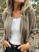 Cable Large Suit Collar Mid-Length Cardigan Knitted Jacket