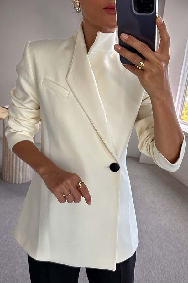 Veste de costume ample à manches longues et à un seul bouton au design chic