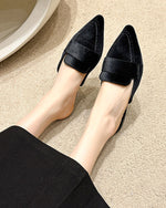 Pantoufles mules à bout pointu en daim