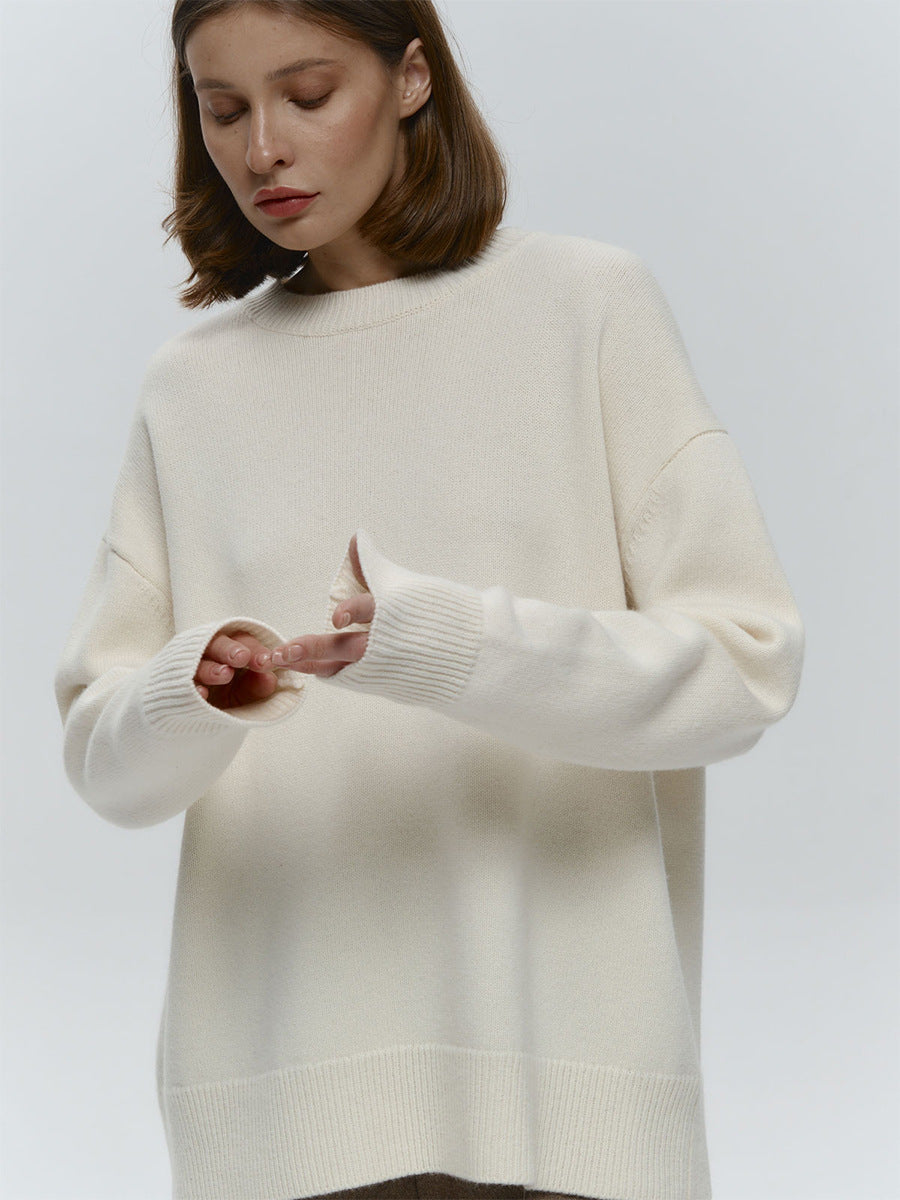Pull ample et simple en tricot de couleur unie