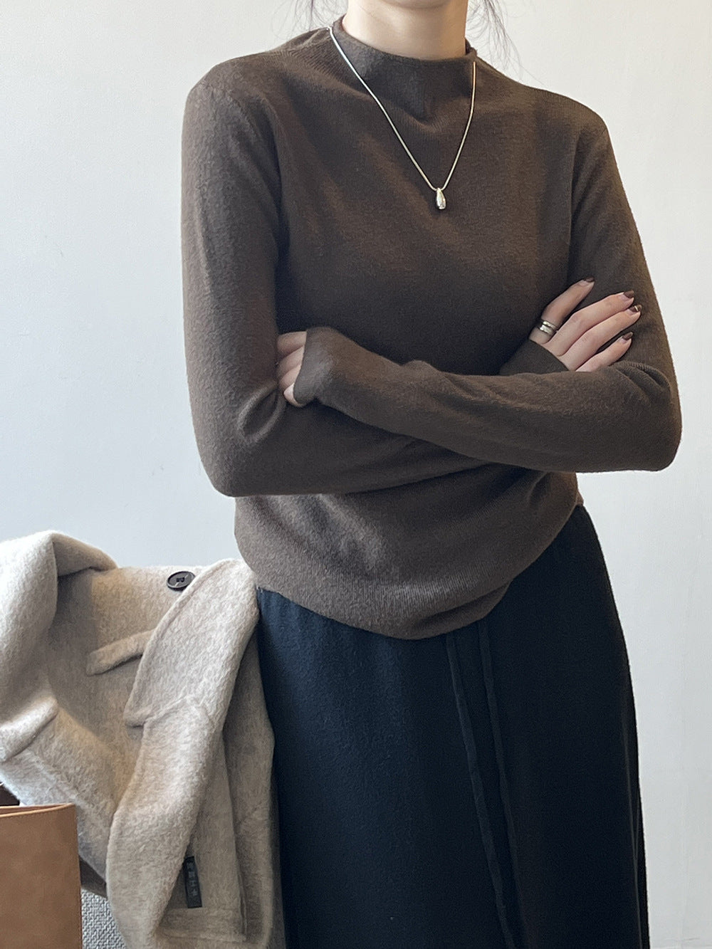 Halber Rollkragenpullover aus gebürstetem Soft-Touch