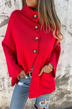 Strickjacke mit halbem Rollkragen und Knöpfen