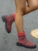 Under the Neon Leopard knitted sock boots