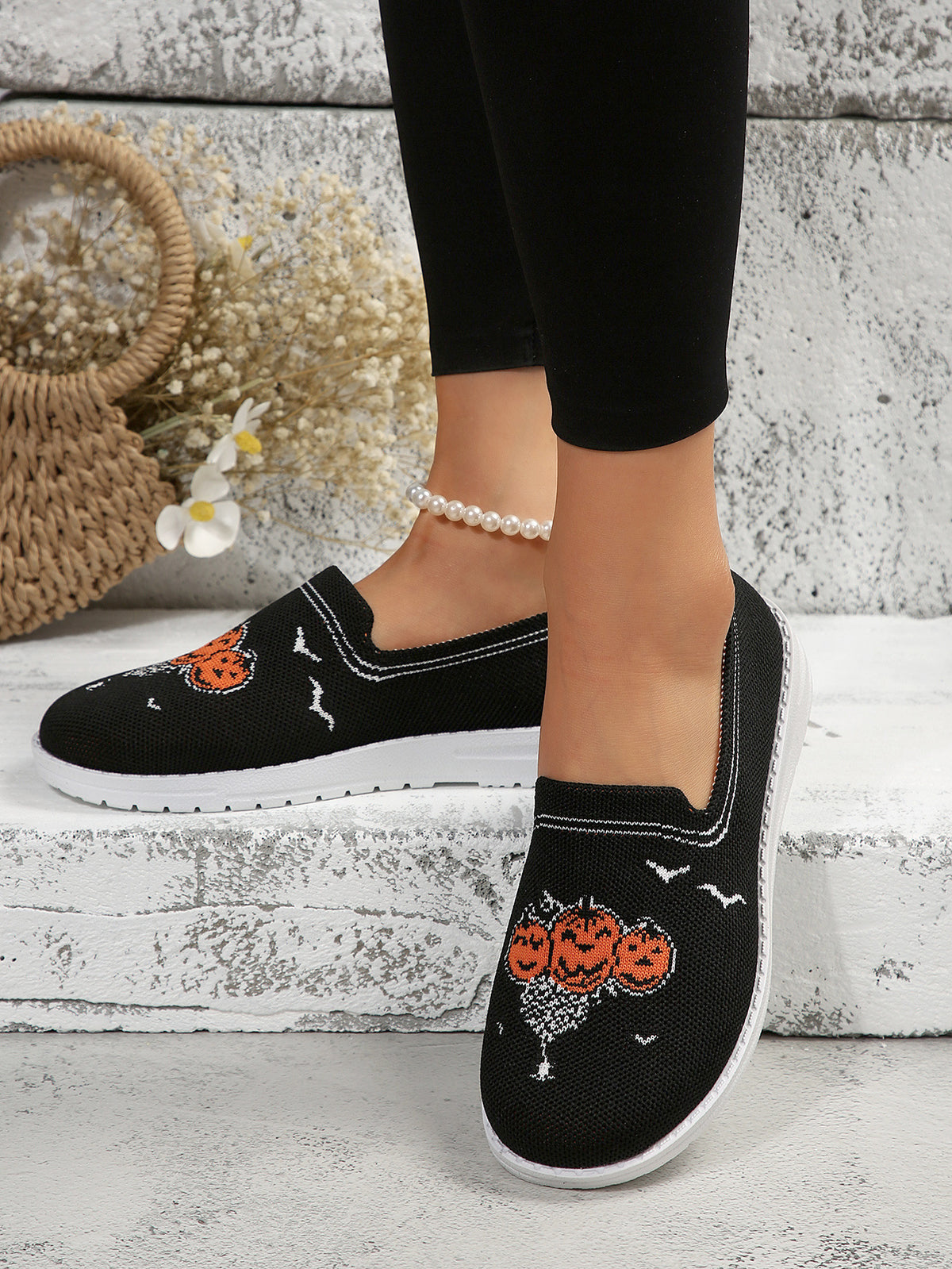 Flache Halloween-Mokassins aus Flyknit