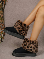 Leopard velvet mid-cut snow boots